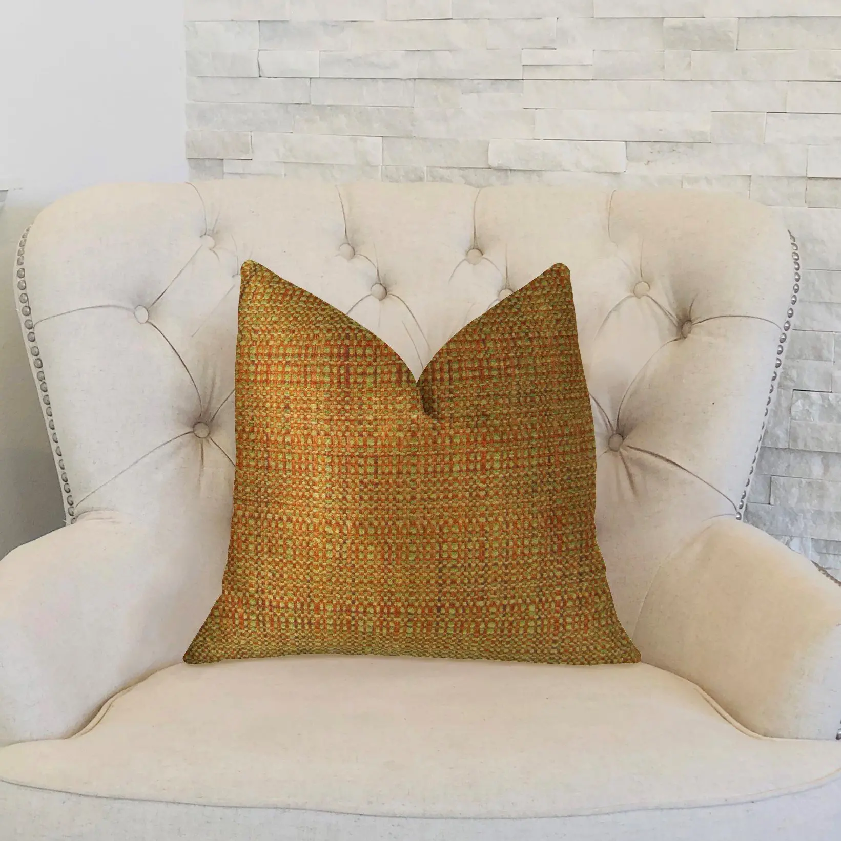 Melbourne Orange and Mint Handmade Luxury Pillow - Image 2