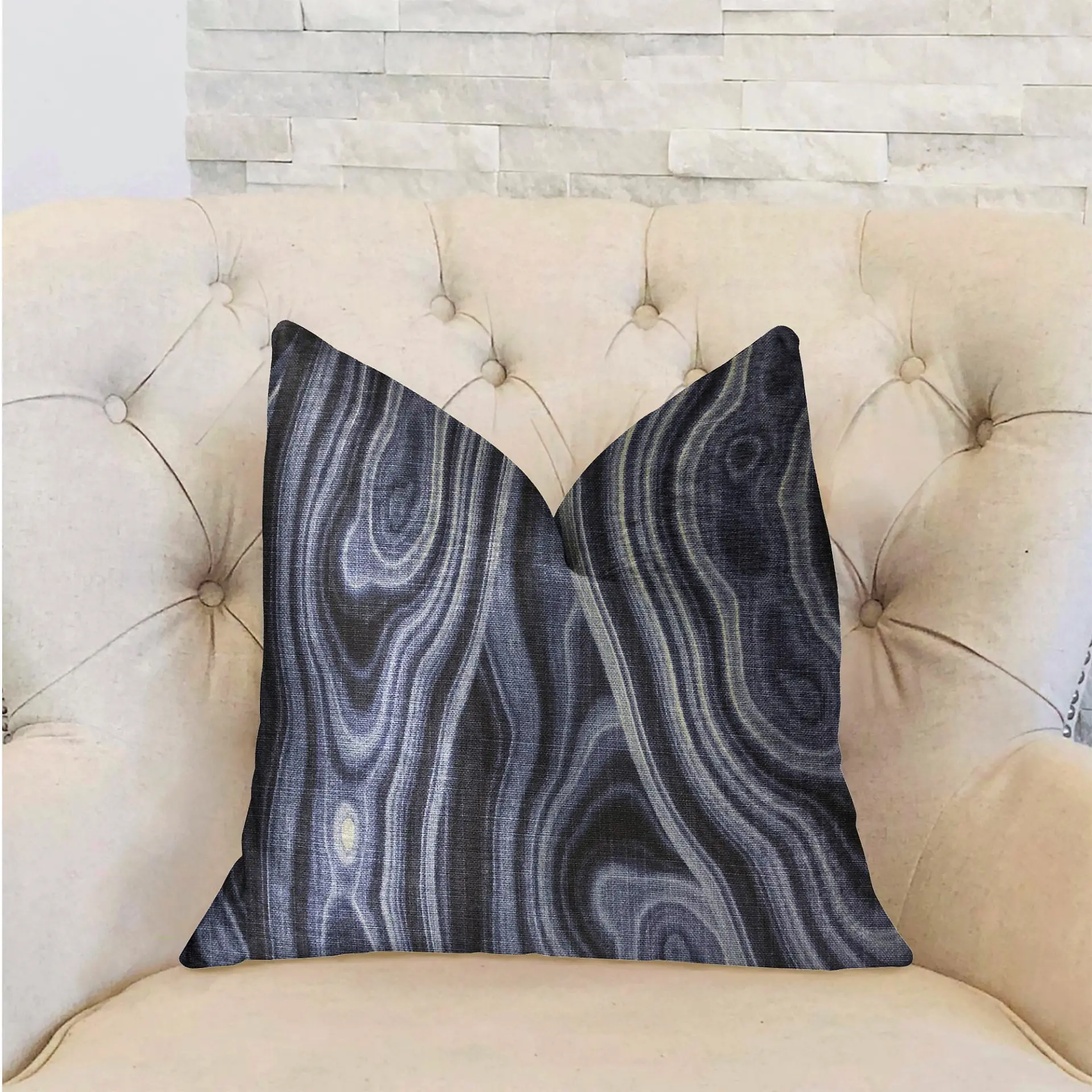 Swiss Marble Blue Luxury Throw Pillow - Image 2