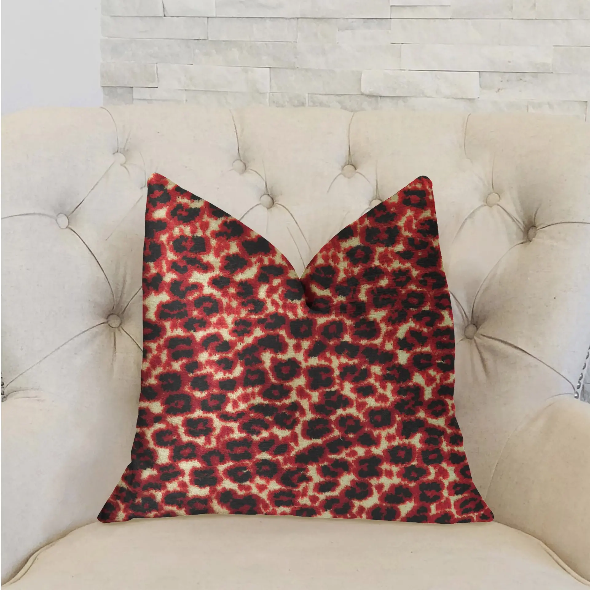 Crimson Cheetah Black and Red Luxury Throw Pillow - Image 2