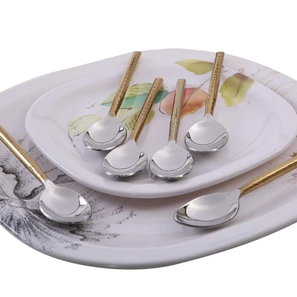Vibhsa Golden Silverware Dessert Spoons Set of 6