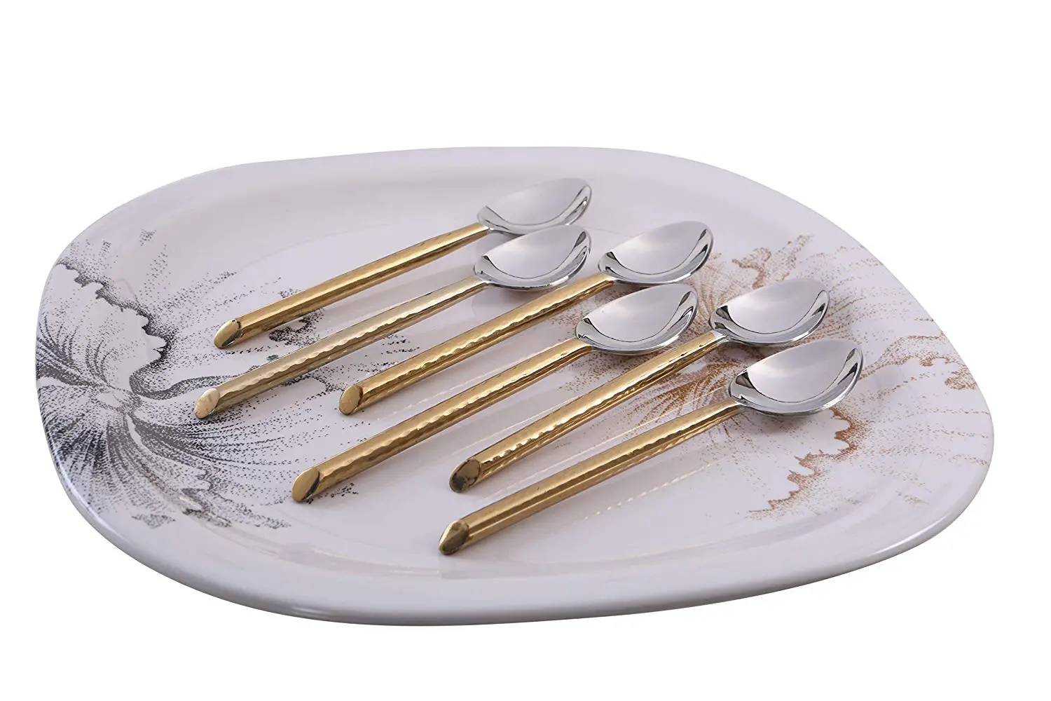 Vibhsa Golden Silverware Dessert Spoons Set of 6 - Image 2