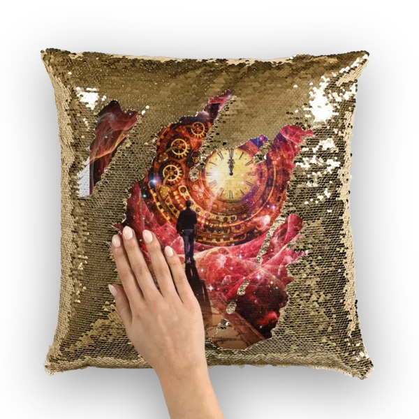 Space and Time Sequin Cushion Cover