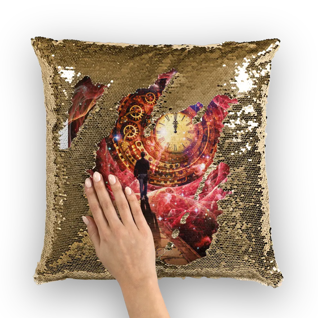 Space and Time Sequin Cushion Cover